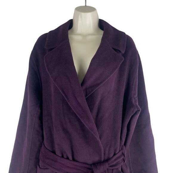 Ann Taylor Doubleface Belted Blanket Coat Waist Tie Vineyard Grape Size LP - Picture 5 of 11